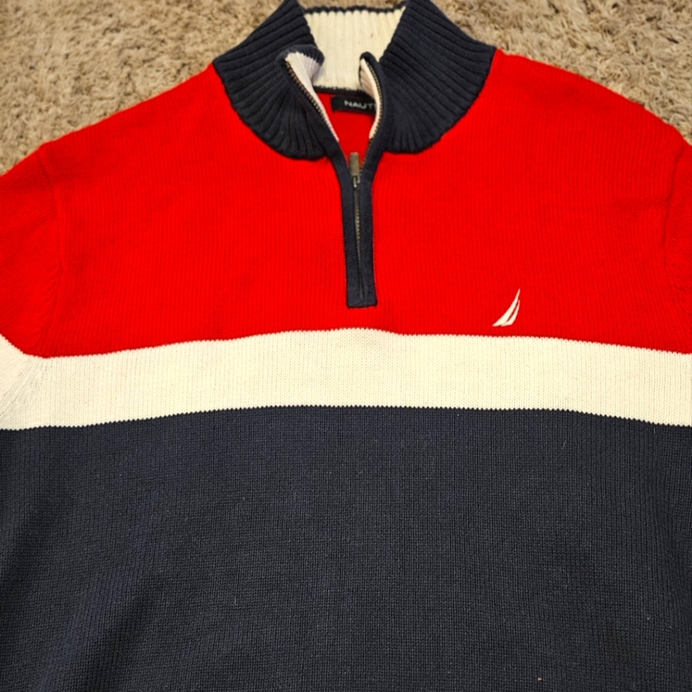 Nautica sweater red white and blue